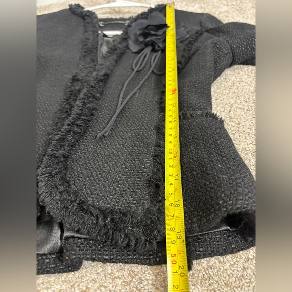 Ann Taylor Petites Wool Blend Blazer Lined Black Decorative Pin Flower Size 0P - Picture 2 of 11